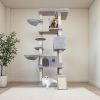 84.6 in Light Gray Cat Tree Tower with Wide Base, 3 Large Hinding Condo, 11 Sisal Scratching Post, Sisal Scratching Ladder, 2 Hammocks