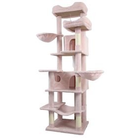 68in Multi-Level Cat Tree Tower with Hammocks, Cat Condo, Hanging Basket, Removable Cushions & Sisal Scratching Posts, Plush Cat Activity Center for I