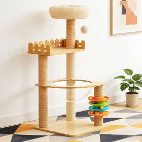 39.3" Modern Cat Tower, Wood Cat Tree Tower for Indoor Cats, Cat Treewith Sisal-Covered Scratching Posts and Top Perch