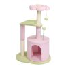 33in Cat Tree, Multi-level Cat Tower with Cat Scratching Post with Curved Perch, Cozy Cat Condo, Padded Top Bed for Kittens and Indoor Cats