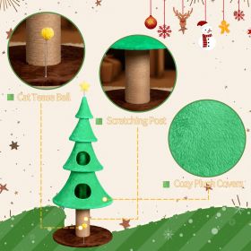 59in Large Tall Christmas Tree Cat Tower with 2 Cat Condos & Scratching Post