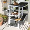 4 Tiers Outdoor Cat House Weatherproof Cat Tree Tower with Waterproof Roof and 2 Doors , Feral Cat Shelter Outside Enclosure