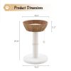 Handwoven Cat Tree Tower - Natural Material Cat Condo with Nest Basket Bed, Cotton Scratching Post