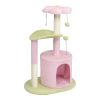 33in Cat Tree, Multi-level Cat Tower with Cat Scratching Post with Curved Perch, Cozy Cat Condo, Padded Top Bed for Kittens and Indoor Cats