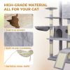 84.6 in Light Gray Cat Tree Tower with Wide Base, 3 Large Hinding Condo, 11 Sisal Scratching Post, Sisal Scratching Ladder, 2 Hammocks