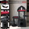 Black Gothic Cat Tree, Multi-Level Spooky Cat Tree with Scratching Posts, Perches, Hammock