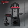Black Gothic Cat Tree, Multi-Level Spooky Cat Tree with Scratching Posts, Perches, Hammock