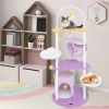 62 Inches Large Cat Tower with Metal Frame and Jumping Platforms